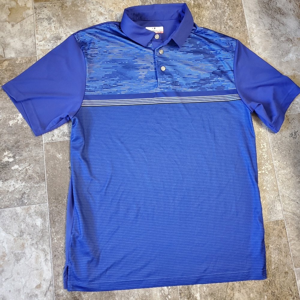 Men's Blue Striped Golf Polo